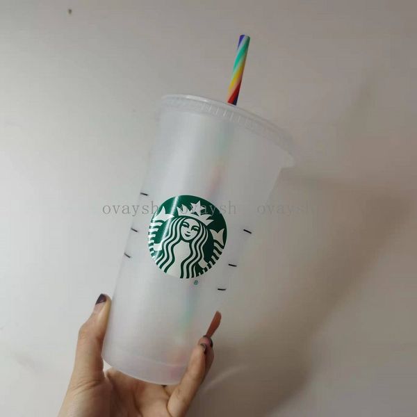 24oz/710ml starbucks sequins plastic tumbler transparent rainbow straw cup reusable clear drinking flat bottom cups pillar shape lid straw m
24oz/710ml starbucks sequins plastic tumbler transparent rainbow straw cup reusable clear drinking flat bottom cups pillar shape lid straw m