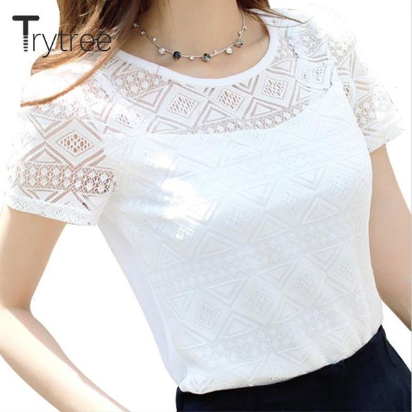 women lace blouse femme chiffon shirt spring summer short sleeve blusa feminina hollow plus size, White
women lace blouse femme chiffon shirt spring summer short sleeve blusa feminina hollow plus size, White