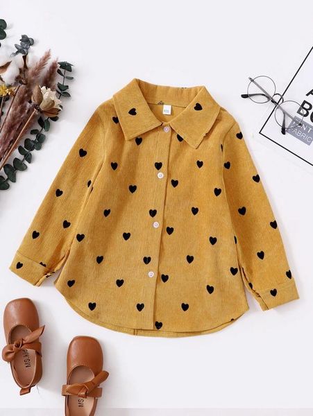 toddler girls heart print corduroy blouse she, White;black 
toddler girls heart print corduroy blouse she, White;black