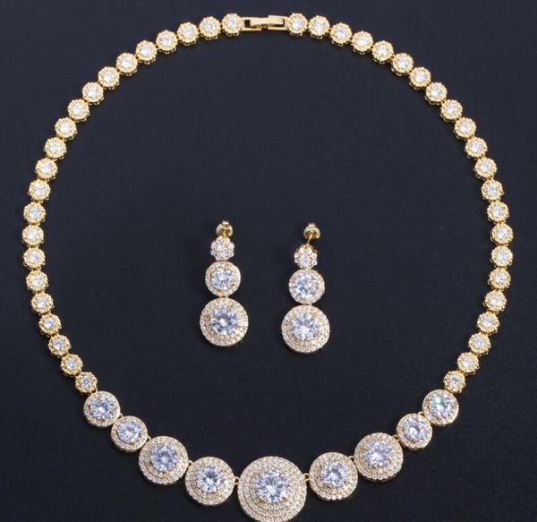 18k gold plated high grade chains micro setting zircon necklace earrings two piece set noble, Silver
18k gold plated high grade chains micro setting zircon necklace earrings two piece set noble, Silver