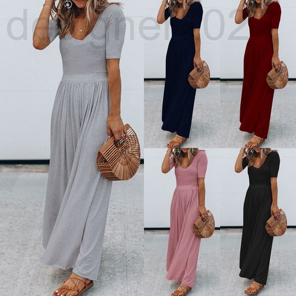 casual dresses designer women's new round neck short sleeve long jumpsuit om9022, Black;gray
casual dresses designer women's new round neck short sleeve long jumpsuit om9022, Black;gray