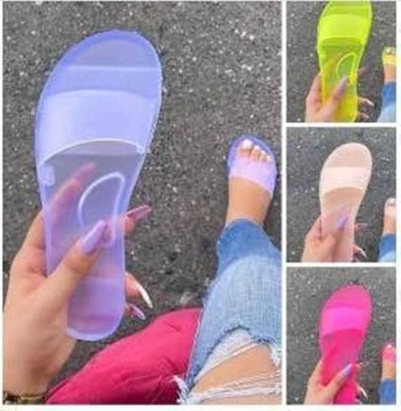 large size women's shoes 2021 crystal jelly sandals sandals slippers#05, Black