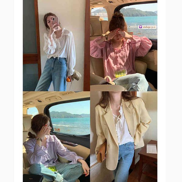 women's blouses & shirts net red style agaric lace up shirt women's 2022 spring chic wrinkled texture design k85a, White
women's blouses & shirts net red style agaric lace up shirt women's 2022 spring chic wrinkled texture design k85a, White