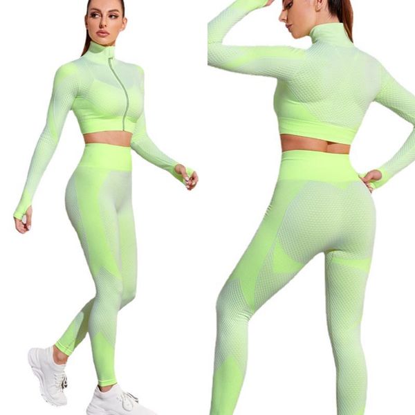 2 pcs yoga zippers set seamless gym set sportswear long-sleeved fashion push up tight running yoga sets womens active wear, Gray
2 pcs yoga zippers set seamless gym set sportswear long-sleeved fashion push up tight running yoga sets womens active wear, Gray