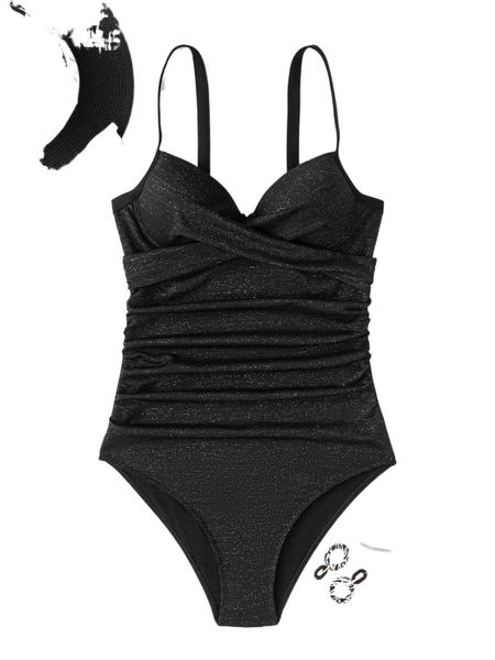 sparkly glitter t.wist p.ush u.p o.ne p.iece swimsuit 56jo#, White;black 
sparkly glitter t.wist p.ush u.p o.ne p.iece swimsuit 56jo#, White;black