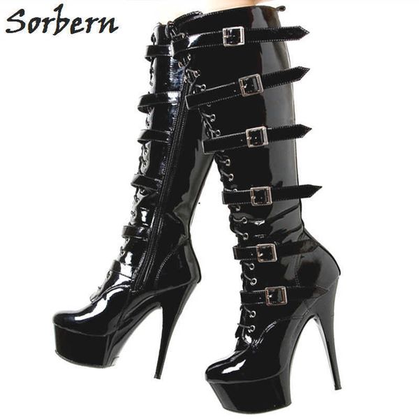 sorbern knee-high boots 15cm ultra high heels punk shoes 4cm platform gothic style shoes ladies size 12 custom made boots 2018, Black
sorbern knee-high boots 15cm ultra high heels punk shoes 4cm platform gothic style shoes ladies size 12 custom made boots 2018, Black