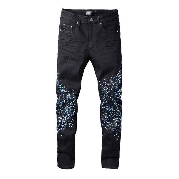 men's jeans high street ripped holes jean pants printed streetwear hip hop denim trousers for male slim fit black, Blue
men's jeans high street ripped holes jean pants printed streetwear hip hop denim trousers for male slim fit black, Blue