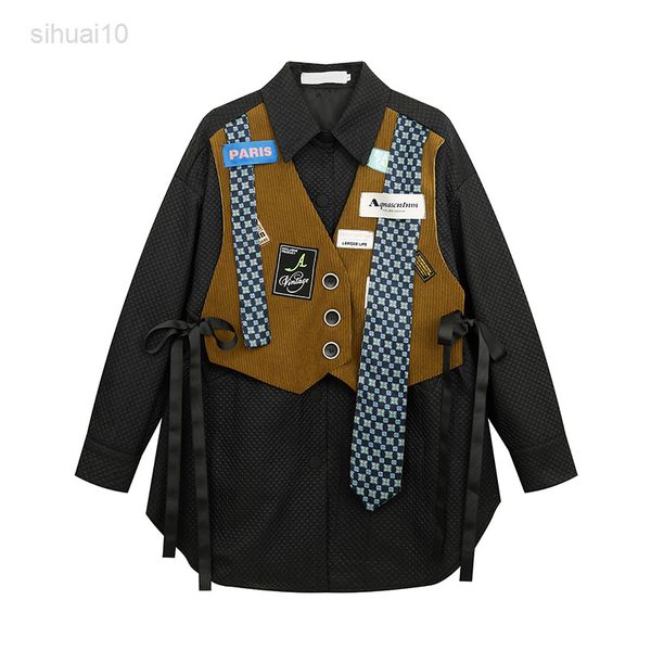 lingge cotton jacket clothing femalege style stitching contrast color fake two piece tie vest mid-length warm jacket women l220725, Black
lingge cotton jacket clothing femalege style stitching contrast color fake two piece tie vest mid-length warm jacket women l220725, Black