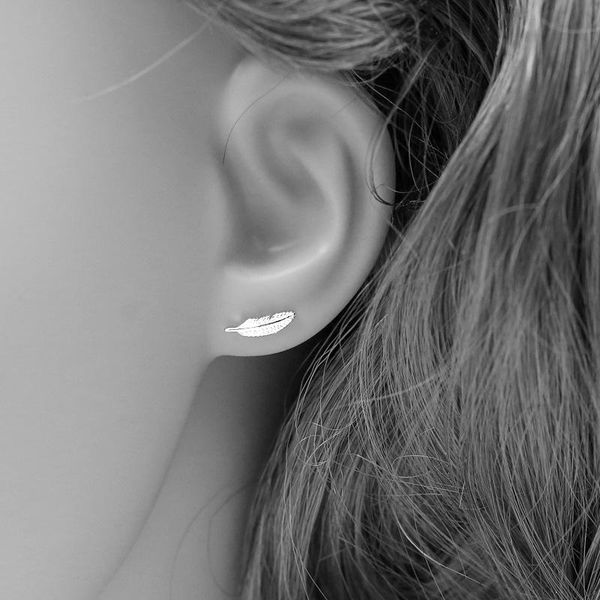 stud fashion silver color small feather earrings for women party pendientes brincos prevent allergy jewelry eh560, Golden;silver 
stud fashion silver color small feather earrings for women party pendientes brincos prevent allergy jewelry eh560, Golden;silver