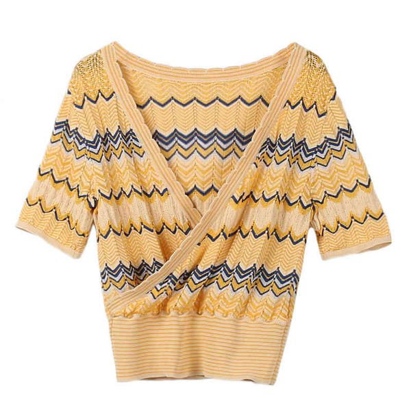 women's sweaters french spring and summer women's wear v-neck stripe contrast color pullover short sleeve slim fitting knitted bot, White;black
women's sweaters french spring and summer women's wear v-neck stripe contrast color pullover short sleeve slim fitting knitted bot, White;black