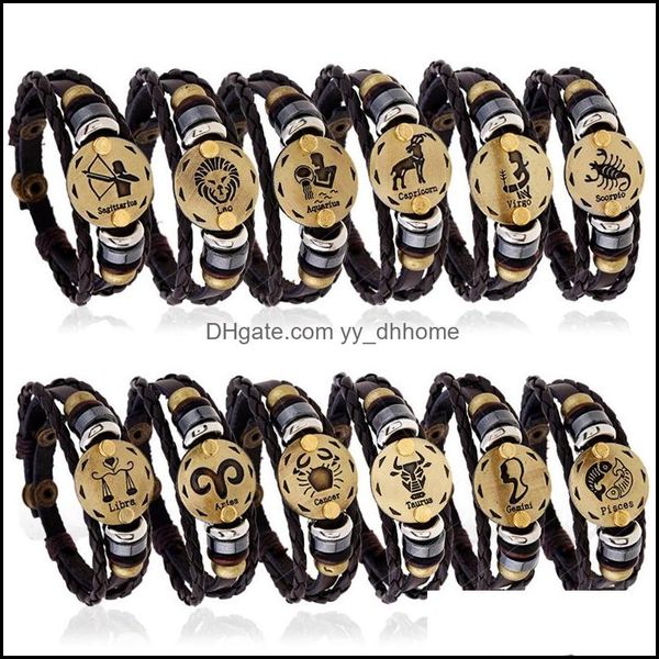 charm bracelets jewelry 12 constellations genuine leather men s zodiac vintage braided rope wrap adjustable bangle for women punk diy 93 dro, Golden;silver
charm bracelets jewelry 12 constellations genuine leather men s zodiac vintage braided rope wrap adjustable bangle for women punk diy 93 dro, Golden;silver
