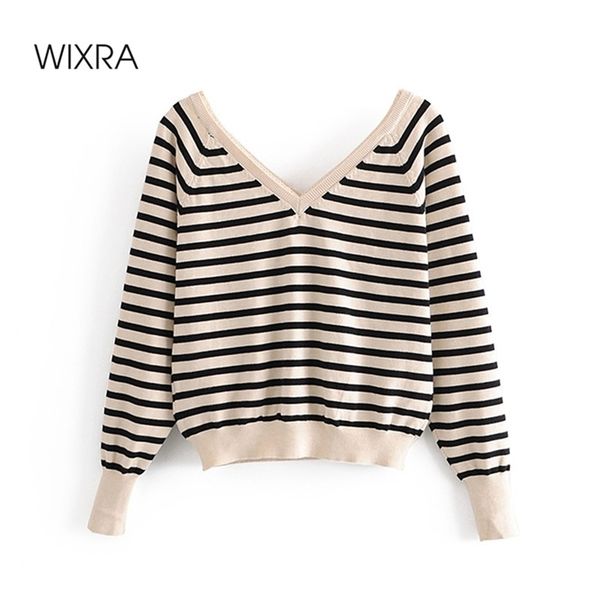 wixra ladies knitted sweater womens striped pullovers autumn winter v neck patchwork jumper soft knitwear 201223, White;black
wixra ladies knitted sweater womens striped pullovers autumn winter v neck patchwork jumper soft knitwear 201223, White;black