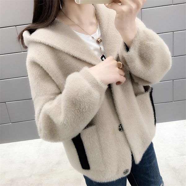 autumn new women's sweater coat thicker female mink cashmere knit cardigan female spring and winter outer wear t200831, Black;brown
autumn new women's sweater coat thicker female mink cashmere knit cardigan female spring and winter outer wear t200831, Black;brown