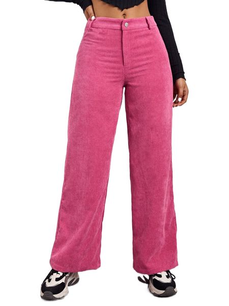 high waist patched corduroy pants z6tm#, Black;white
high waist patched corduroy pants z6tm#, Black;white