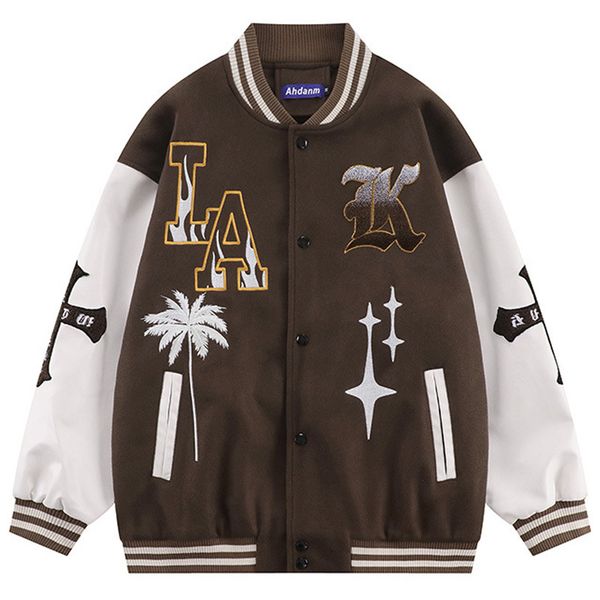 men letters embroidery bomber jackets couple fall winter vintage pu leather splicing sleeves baseball uniform loose streetwear 220805, Black;brown
men letters embroidery bomber jackets couple fall winter vintage pu leather splicing sleeves baseball uniform loose streetwear 220805, Black;brown