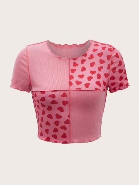 mod heart print lettuce trim tee w8bs#, White
mod heart print lettuce trim tee w8bs#, White