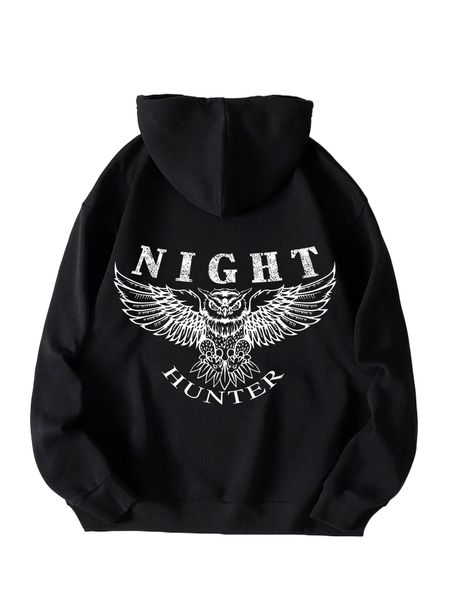 eagle & letter graphic kangaroo pocket drawstring thermal hoodie d9c8#, Black
eagle & letter graphic kangaroo pocket drawstring thermal hoodie d9c8#, Black