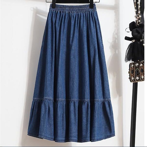 women skirts maxi blue denim skirt pleated 2021 autumn winter spring slim waist long jeans aa, Black
women skirts maxi blue denim skirt pleated 2021 autumn winter spring slim waist long jeans aa, Black