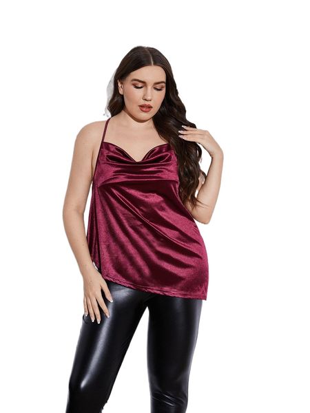 plus crisscross back draped satin cami u2d5#, Black
plus crisscross back draped satin cami u2d5#, Black