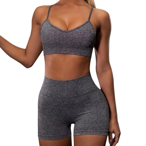 women's tracksuits 2022 factory european and american sleeve vest fitness suit summer solid color ladies yoga clothing, Gray
women's tracksuits 2022 factory european and american sleeve vest fitness suit summer solid color ladies yoga clothing, Gray