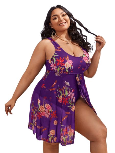 plus floral ruffle trim one piece swimsuit 102c#, White;black
plus floral ruffle trim one piece swimsuit 102c#, White;black