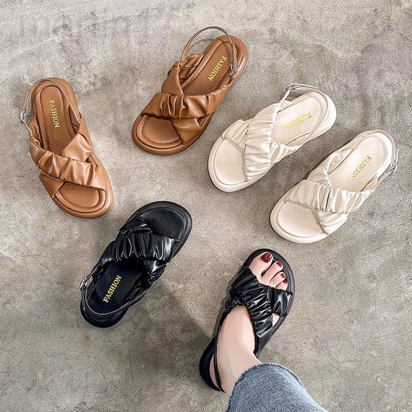 slippers designer thick soled sandals women's summer 2022 new korean version wrinkled cross belt fairy windnet red one-line buckle roma, Black
slippers designer thick soled sandals women's summer 2022 new korean version wrinkled cross belt fairy windnet red one-line buckle roma, Black