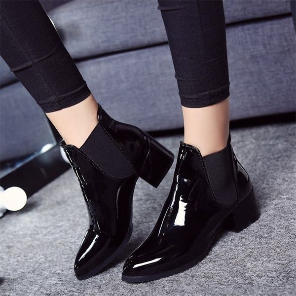 elasticated patent leather boots for woman winter warm nonslip ankle boots woman shoes new arrival solid black snow boots drop y200115
elasticated patent leather boots for woman winter warm nonslip ankle boots woman shoes new arrival solid black snow boots drop y200115