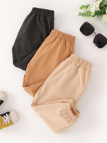 baby 3pcs solid elastic waist sweatpants she01, Blue