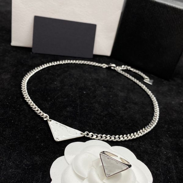 european and american triangle alphabet necklace punk style hip hop collarbone chain and ring set women fast delivery, Silver
european and american triangle alphabet necklace punk style hip hop collarbone chain and ring set women fast delivery, Silver