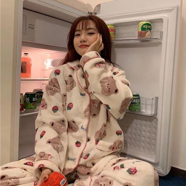 strawberry bear pattern sleepwear pyjamas kawaii pajama winter coral fleece home clothes 2 piece set pijamas lounge wear, Black;red
strawberry bear pattern sleepwear pyjamas kawaii pajama winter coral fleece home clothes 2 piece set pijamas lounge wear, Black;red