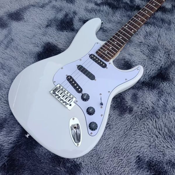 white electric guitar fluted scallop maple fingerboard 22 frette rose wood fingerboard
white electric guitar fluted scallop maple fingerboard 22 frette rose wood fingerboard