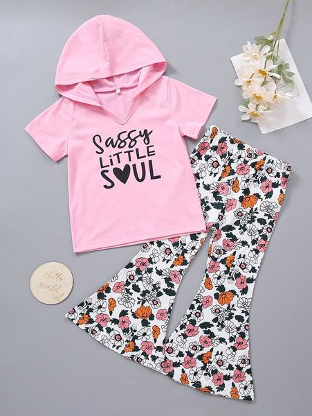 toddler girls letter graphic hooded tee & floral print flare leg pants she, White
toddler girls letter graphic hooded tee & floral print flare leg pants she, White