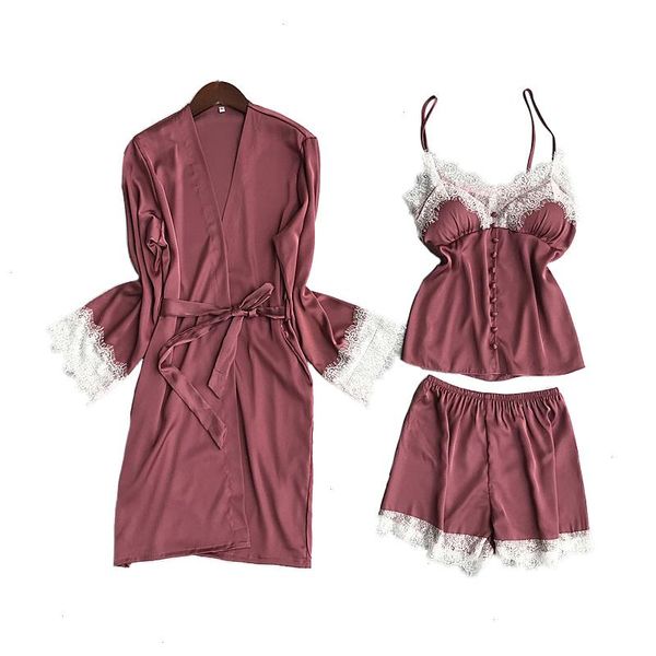 3 pcs ice womens sleepwear silk robe set bathrobe spaghetti strap with chest pad nightdress shorts pyjama for women, Black;red
3 pcs ice womens sleepwear silk robe set bathrobe spaghetti strap with chest pad nightdress shorts pyjama for women, Black;red