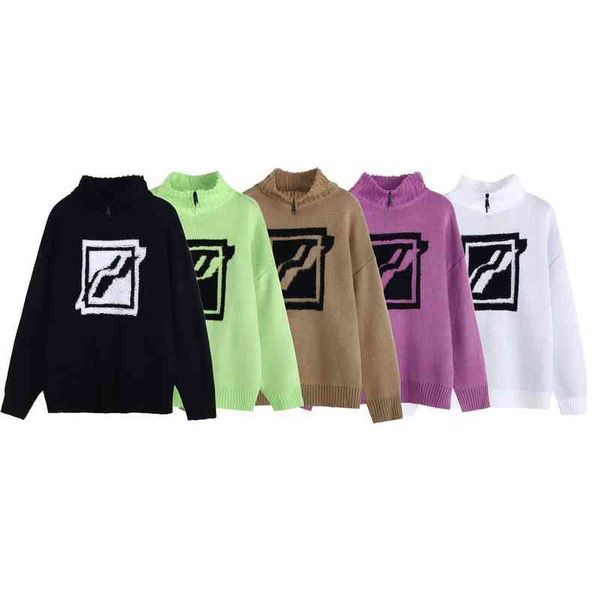 men's sweaters autumn and winter we11 large square high neck semi zipper wool sweater for men women, White;black
men's sweaters autumn and winter we11 large square high neck semi zipper wool sweater for men women, White;black