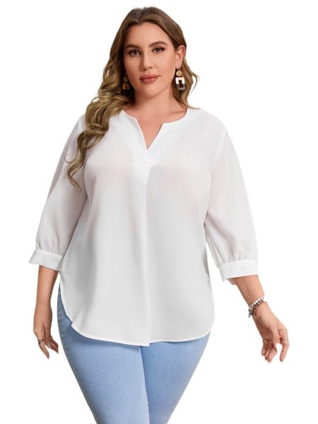 plus notched neck curved hem b0tq#, Black
plus notched neck curved hem b0tq#, Black