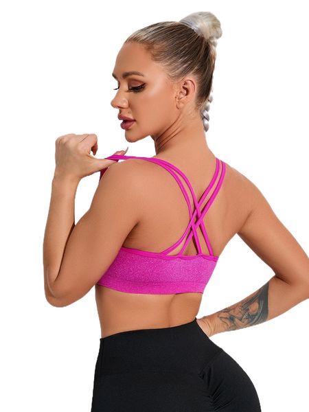 criss cross back sports bra b0c5#, Gray