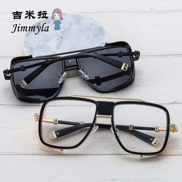b large frame sunglasses fashionable men's and women's heavy industry thick edge punk modern ins glasses, White;black
b large frame sunglasses fashionable men's and women's heavy industry thick edge punk modern ins glasses, White;black