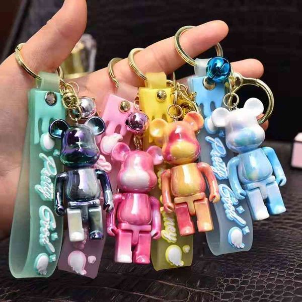 designer sneaker leather silicone keychains creative gradient violent bear acrylic couple bag key pendant doll crystal, Silver
designer sneaker leather silicone keychains creative gradient violent bear acrylic couple bag key pendant doll crystal, Silver