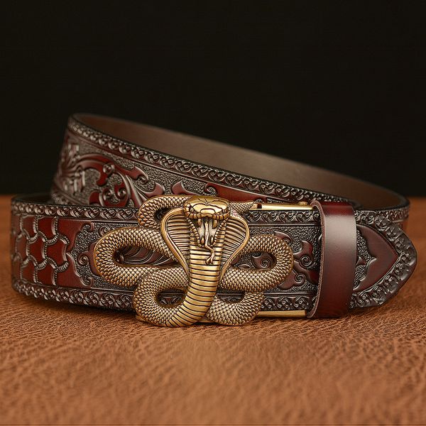 fashion men's designer personality belt leather black gold silver buckle classic casual belt width 38mm snake head craft men 2022, Black;brown
fashion men's designer personality belt leather black gold silver buckle classic casual belt width 38mm snake head craft men 2022, Black;brown