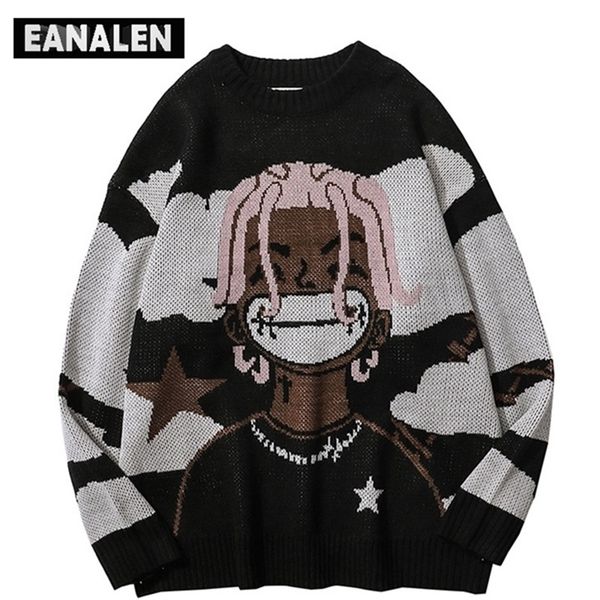 harajuku vintage cartoon anime knitted sweater men winter oversized men's rock hip hop rap pullover women jumper ugly sweater 220813, White;black
harajuku vintage cartoon anime knitted sweater men winter oversized men's rock hip hop rap pullover women jumper ugly sweater 220813, White;black