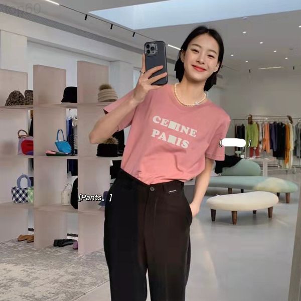 women's t-shirt designer ce original standard 2022 early spring and summer new cang pink rose flocking paste cloth letter short sleeve, White
women's t-shirt designer ce original standard 2022 early spring and summer new cang pink rose flocking paste cloth letter short sleeve, White