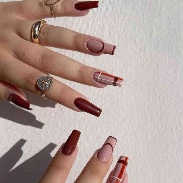 false nails 24pcs press on british plaid lines french fake ballet coffin detachable removable acrylic nail tips 0616
false nails 24pcs press on british plaid lines french fake ballet coffin detachable removable acrylic nail tips 0616