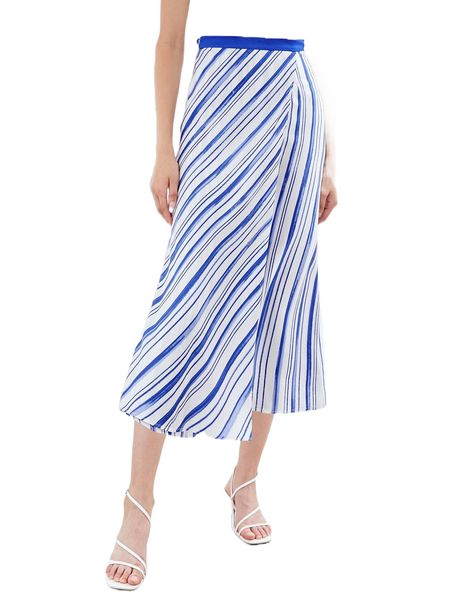 motf premium viscose striped skirt x3re#, Black