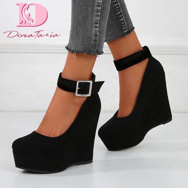 doratasia brand ladies wedges high heels pumps fashion ankle strap platform women s party office elegant shoes woman 220721, Black
doratasia brand ladies wedges high heels pumps fashion ankle strap platform women s party office elegant shoes woman 220721, Black