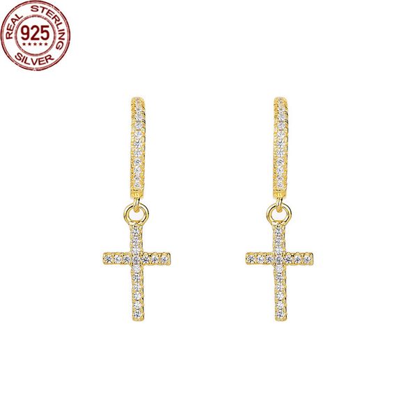 new hip hop s925 sterling silver ins cross charm earrings full of zircon personalized men's and women's fashion simple for girls c, Golden
new hip hop s925 sterling silver ins cross charm earrings full of zircon personalized men's and women's fashion simple for girls c, Golden