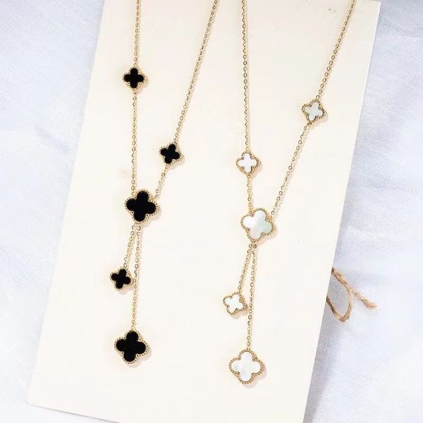 double side clover pendant necklace white black red flower jewelry for women gift, Silver
double side clover pendant necklace white black red flower jewelry for women gift, Silver