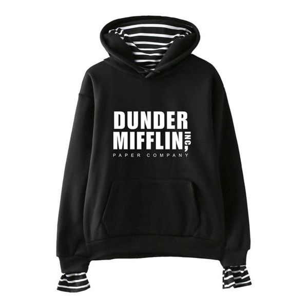 the office tv show dunder mifflin fake two piece hoodies women long sleeve hooded sweatshirt girls casual streetwear clothes t200525, Black
the office tv show dunder mifflin fake two piece hoodies women long sleeve hooded sweatshirt girls casual streetwear clothes t200525, Black