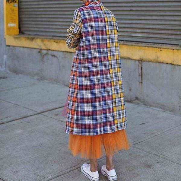 women's trench coats women autumn and winter plaid lapel casual coat fashion long abrigos mujer invierno 2021 t220815, Tan;black
women's trench coats women autumn and winter plaid lapel casual coat fashion long abrigos mujer invierno 2021 t220815, Tan;black
