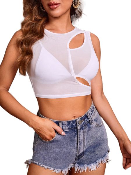 cut out sheer crop i3oq#, White