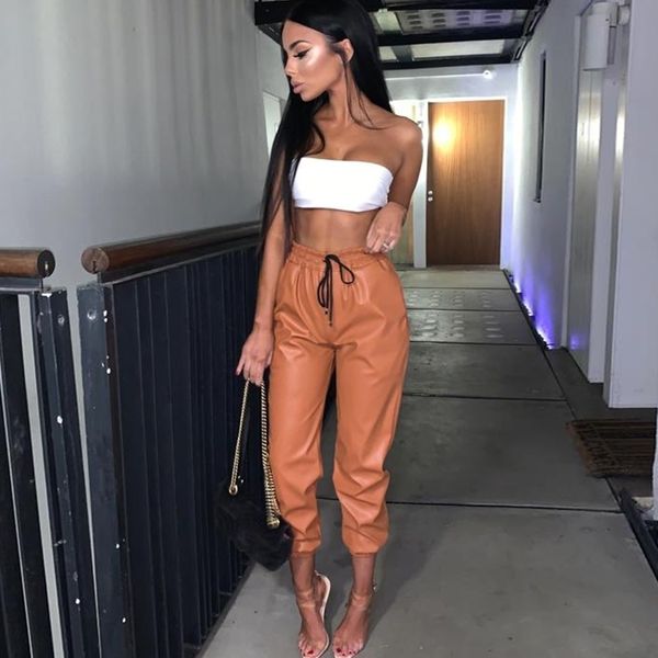 fashion pu leather women harem pants casual high waist elastic faux leather trousers for women autumn pants streetwear y200328, Black;white
fashion pu leather women harem pants casual high waist elastic faux leather trousers for women autumn pants streetwear y200328, Black;white